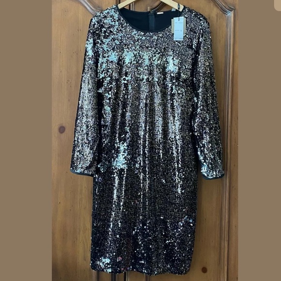 Tahari Dresses & Skirts - Tahari Womens Stretch Sequin Long Sleeve Dress